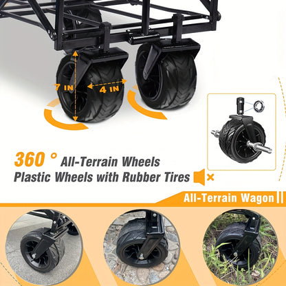 Folding Wagon Cart Heavy Duty | All Terrain Beach Camping Garden Canopy