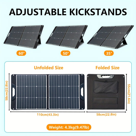 Foldable Solar Panel 200W 23.5% High Efficiency 20V Portable with 2 Brackets Solar Cable for Camping RV Power Station Off-Grid Emergency Power Outage