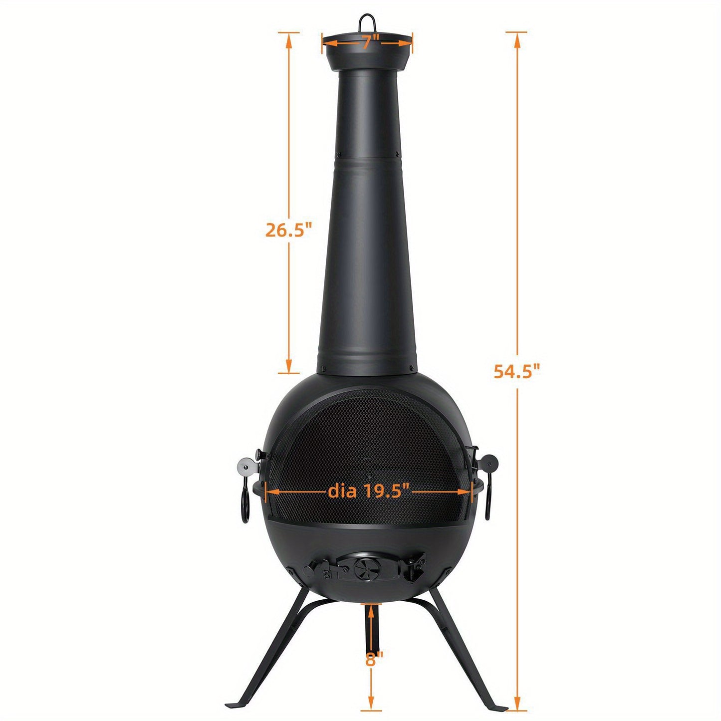 Cast Iron Chiminea 26 Inch Outdoor Patio Fireplace Wood Burning Fire Pit with Cover & Air Vent