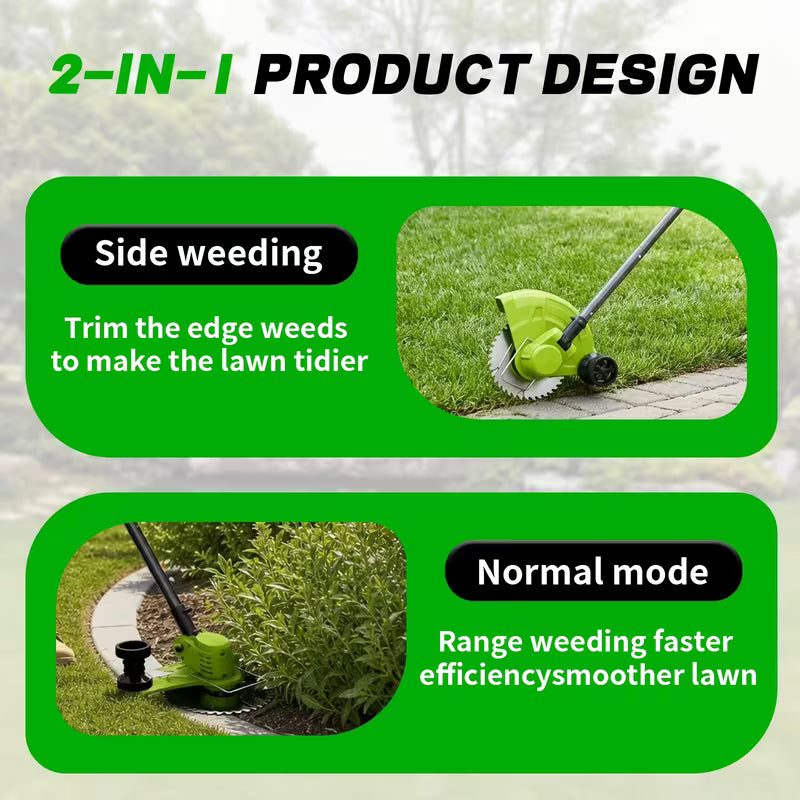 Cordless Lawn Mower 3-in-1 | Trimmer Edger Small Yard Patio Garden