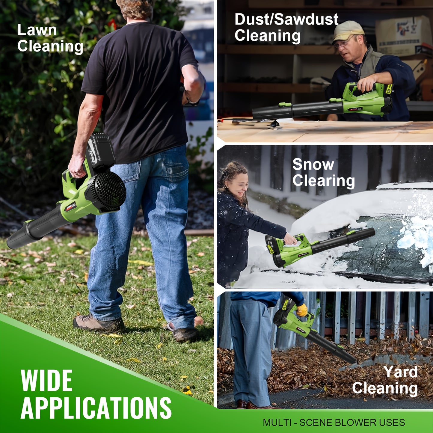 Cordless Leaf Blower | Battery Powered Lawn Yard Snow Pet Hair
