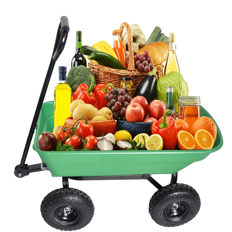 Garden Dump Cart Heavy Duty 330LBS | Steel Frame Pneumatic Tires Lawn Yard Farm Utility Wagon