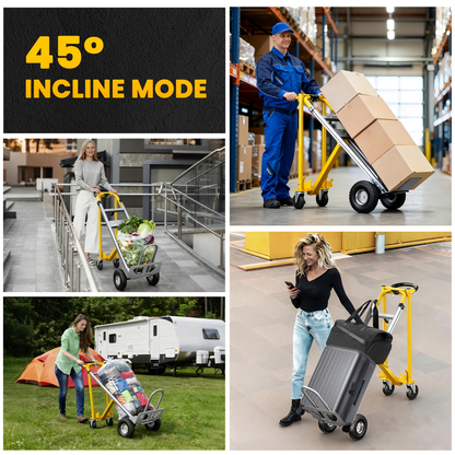 Heavy Duty Hand Truck 3-in-1 Aluminum Convertible Dolly, 800-1000LB Industrial Utility Trolley with Folding Design for Moving, Transport, Warehouse & Office