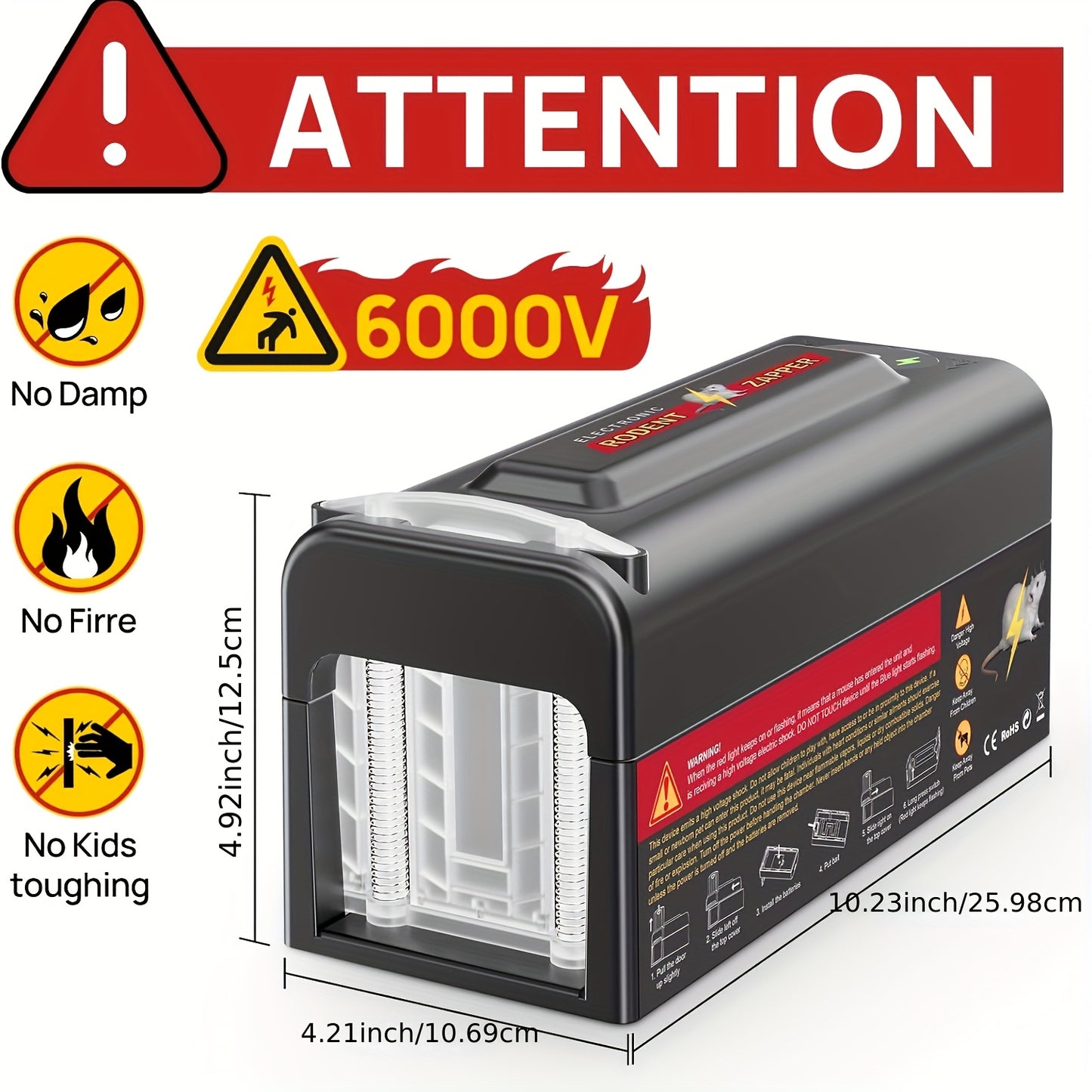 Electric Mouse Trap | High Voltage USB Battery Indoor Outdoor Pest