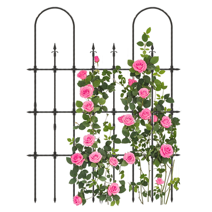COSTWAY 58"L X 73"H Garden Trellis for Climbing Plants, Outdoor Rose Arch Trellis, Rustproof Metal Plant Support Frame for Raised Bed, Decorative Garden Fence for Vegetable Flower Cucumber Tomato