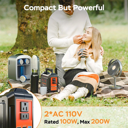 Portable Power Station 300W 296Wh Solar Generator LiFePO4 Battery Backup with AC Outlet USB QC3.0 for Camping RV Travel Home Emergency Outdoor