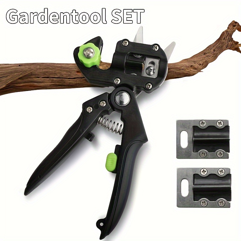 Grafting Scissor Shear Kit with V-Graft, Omega-Graft & U-Graft Blades, Professional High-Carbon Steel Pruner for Fruit Tree Grafting & Plant Propagation