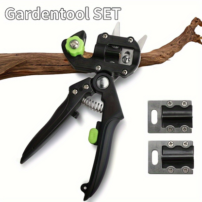 Grafting Scissor Shear Kit with V-Graft, Omega-Graft & U-Graft Blades, Professional High-Carbon Steel Pruner for Fruit Tree Grafting & Plant Propagation