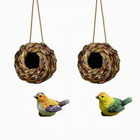 2pcs Bird Nest + 2pcs Bird Model