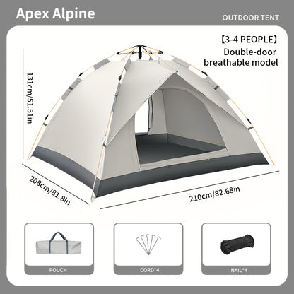 Pop Up Tent Windproof Sun Resistant Double Door Camping Outdoor