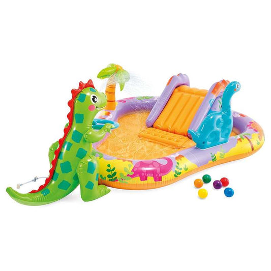 INTEX Dino Park Inflatable Kids Water Play Center with Slide, Splash Pad & Dino Sprayer, Kiddie Pool