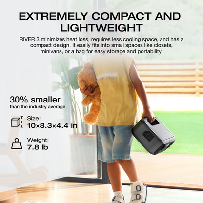 LiFePO4 Power Station 230Wh EcoFlow RIVER 3 – 300W (600W X-Boost), 1Hr Fast Charge, UPS <20ms, <30dB Quiet, 6 Outputs for Camping, Home & Emergency