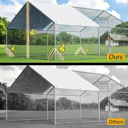 Metal Chicken Run Walk-in Poultry Enclosure with UV Protection - Dome Flat & Spire Roof Styles, Spacious Outdoor Backyard Farm Chicken Pen, Multiple Size Options