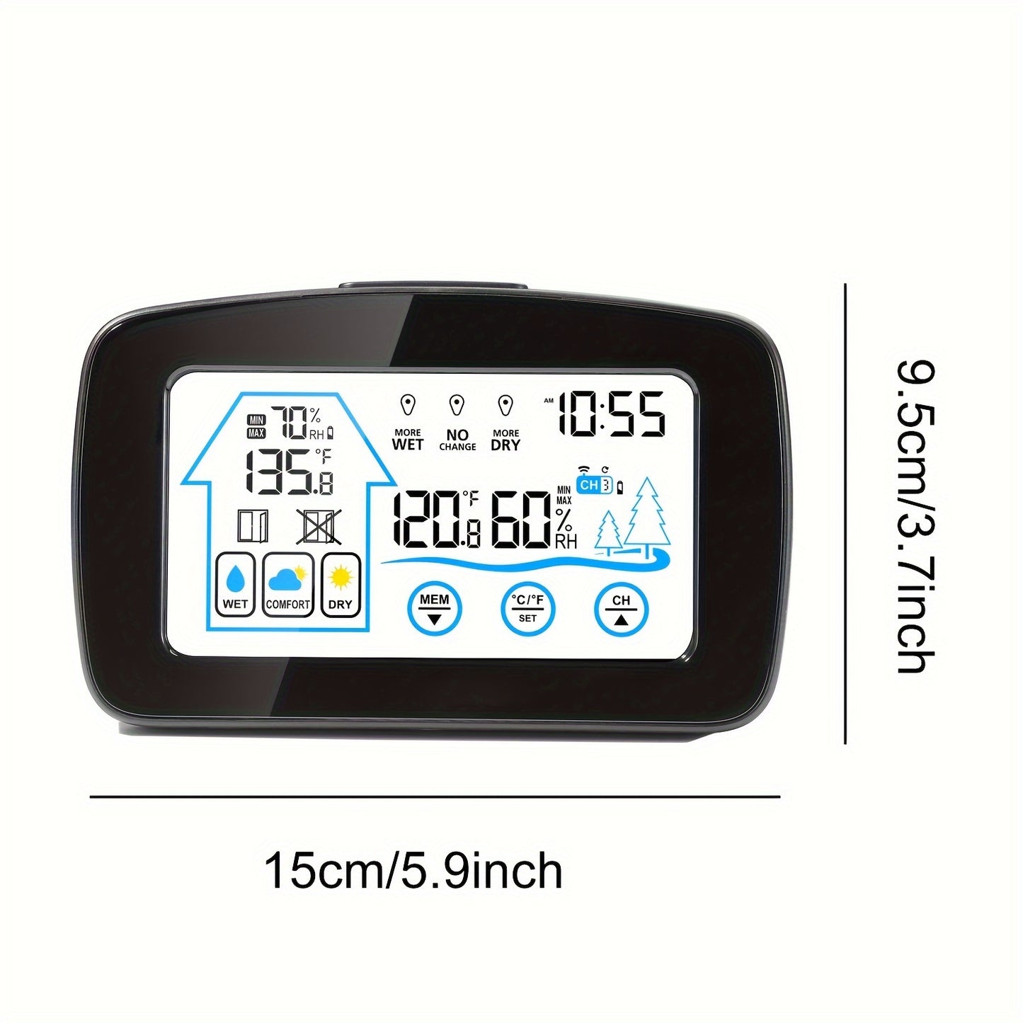 Digital Weather Station | Touch Screen Clock Thermometer Hygrometer