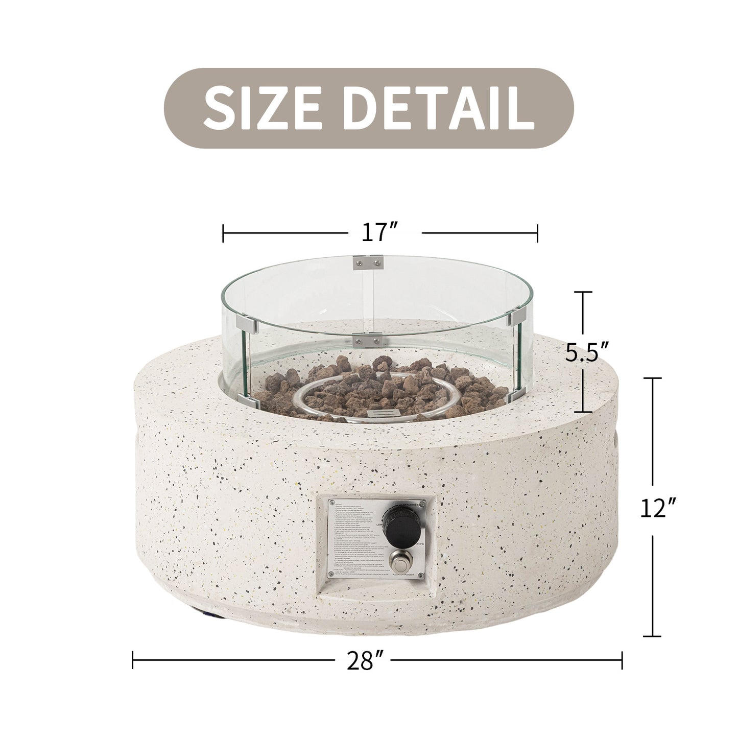 28" Outdoor Fire Pit Set with Rain Cover & Wind Guard – Terrazzo Colorful Metal Patio Heater for Garden, Deck & Backyard | Includes Lighter | Durable Metal Construction