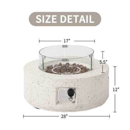 28" Outdoor Fire Pit Set with Rain Cover & Wind Guard – Terrazzo Colorful Metal Patio Heater for Garden, Deck & Backyard | Includes Lighter | Durable Metal Construction
