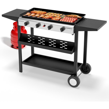 Flat Top Griddle Propane Tabletop 2 or 4 Burner, 20000 BTU Portable Gas Grill with Nonstick Enamel Tray, Piezo Ignition, 246 Sq In Cooking Surface for Camping BBQ Tailgating Backyard