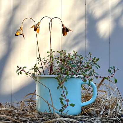 Metal Garden Stakes | Rusty Snowdrop Yard Art Sculpture Outdoor Decor