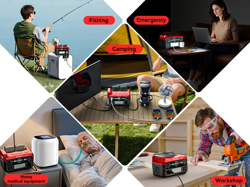 Pure Sine Wave Inverter 550W for 18V Battery - DC 18V to AC 110V, 2×USB-C 20W Fast Charge, 2×USB-A, 2×AC Outlets, 600LM 3-Level LED Light, Camping & Emergency Power (Bare Tool)