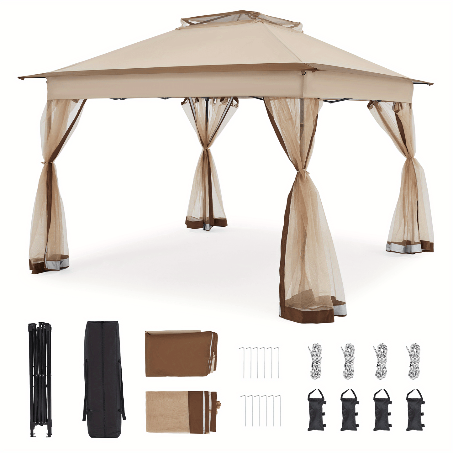 Pop Up Gazebo Tent Mosquito Netting Oxford | Patio Garden Backyard
