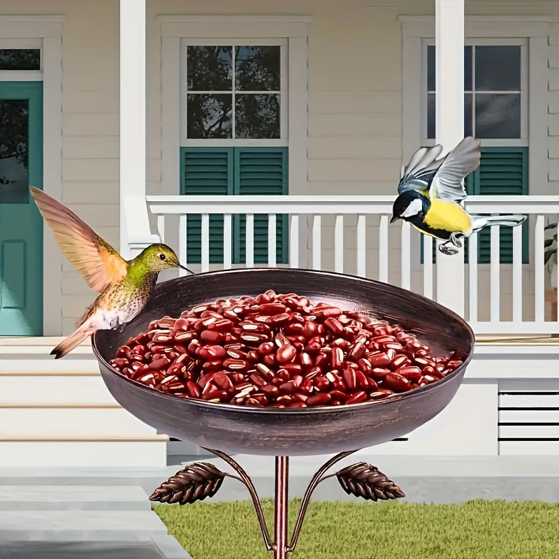Bird Bath | Vintage Pedestal Iron Copper Floral Garden Bird Watching