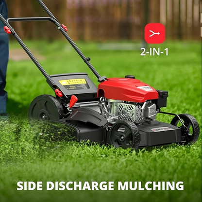 Gas Lawn Mower 21-Inch 144cc/170cc Push & Self-Propelled 2-in-1/3-in-1 Mulching, 6-Position Height Adjustment, High Rear Wheels, Foldable Handle