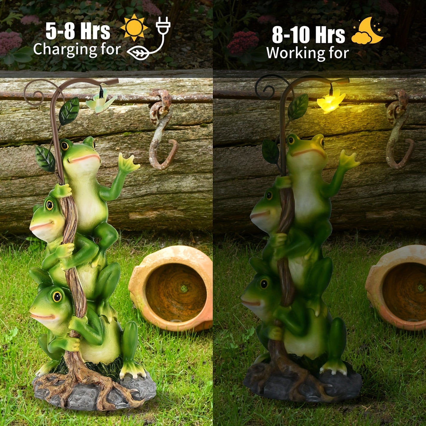 Solar Garden Frog Reading Statue Light, Resin Outdoor Lawn Decor, Yard & Patio Ornament, Auto On/Off LED, Whimsical Garden Gift