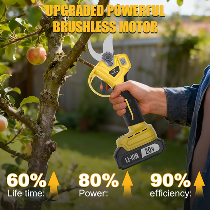 20V Cordless Pruning Shears Upgraded Electric Tree Pruner with Display Screen, Replaceable Blade, 1 or 2 Batteries & Storage Bag for Branch Cutting & Garden Pruning