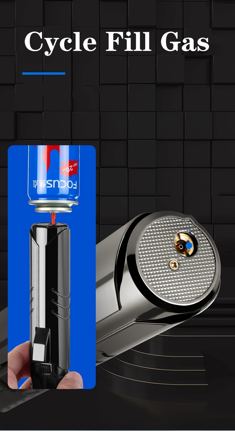 Blowtorch Jet Lighter 1800° Windproof, Zinc Alloy Butane Torch with Blue Flame for Welding, Outdoor Cooking, Camping & Cigar Lighting – Gift Box Included, Butane Not Included