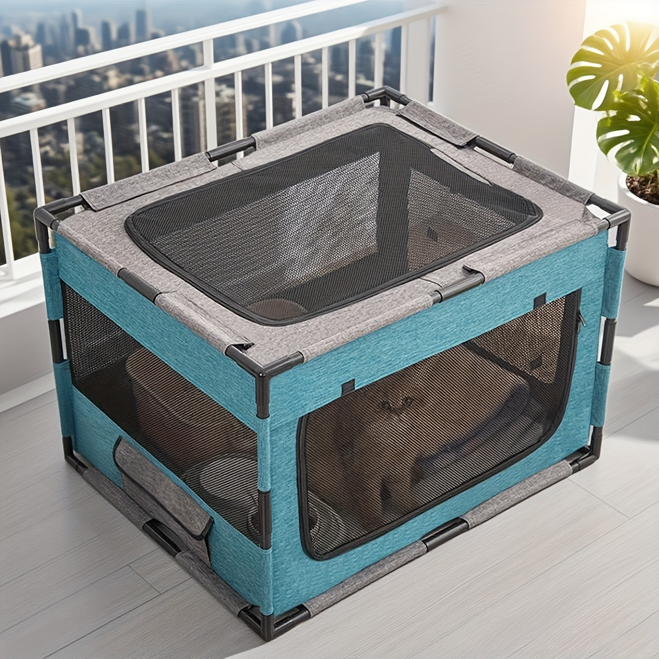 Plastic Pet Whelping Box & Indoor Playpen for Cats, Dogs, Kittens & Puppies – Assembleable, Ventilated, Durable Nest for Home Use