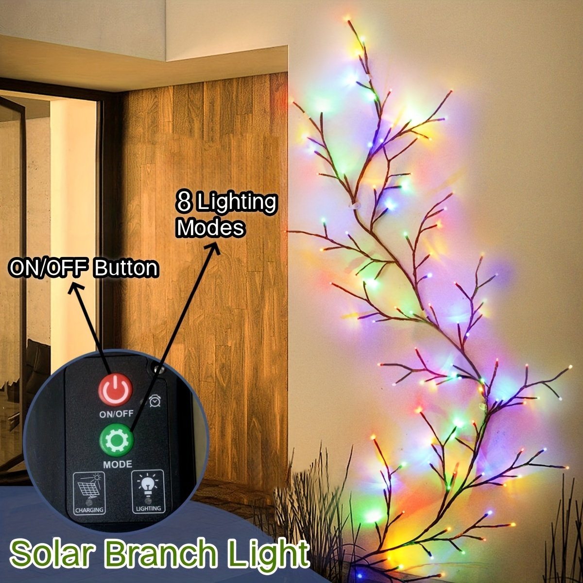 Solar Willow Vine Fairy Lights 96 LED 8 Modes 5.9ft