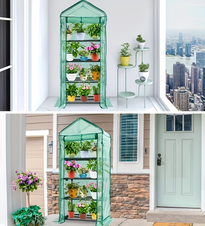 Mini Greenhouse with Steel Frame & Roll-Up Zipper Door | Portable Indoor Outdoor Plant Greenhouse | Weatherproof Rack Stand 2-Tier & 3-Tier Options