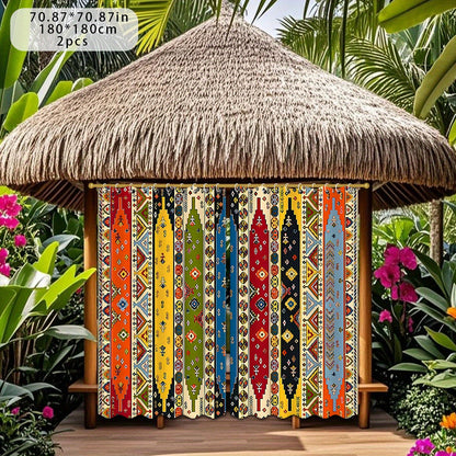 Outdoor Curtains Boho 2-Pack Sunshade Privacy Panels Artistic Pattern for Patio Porch Garden Courtyard Corridor Terrace Indoor Door Decor