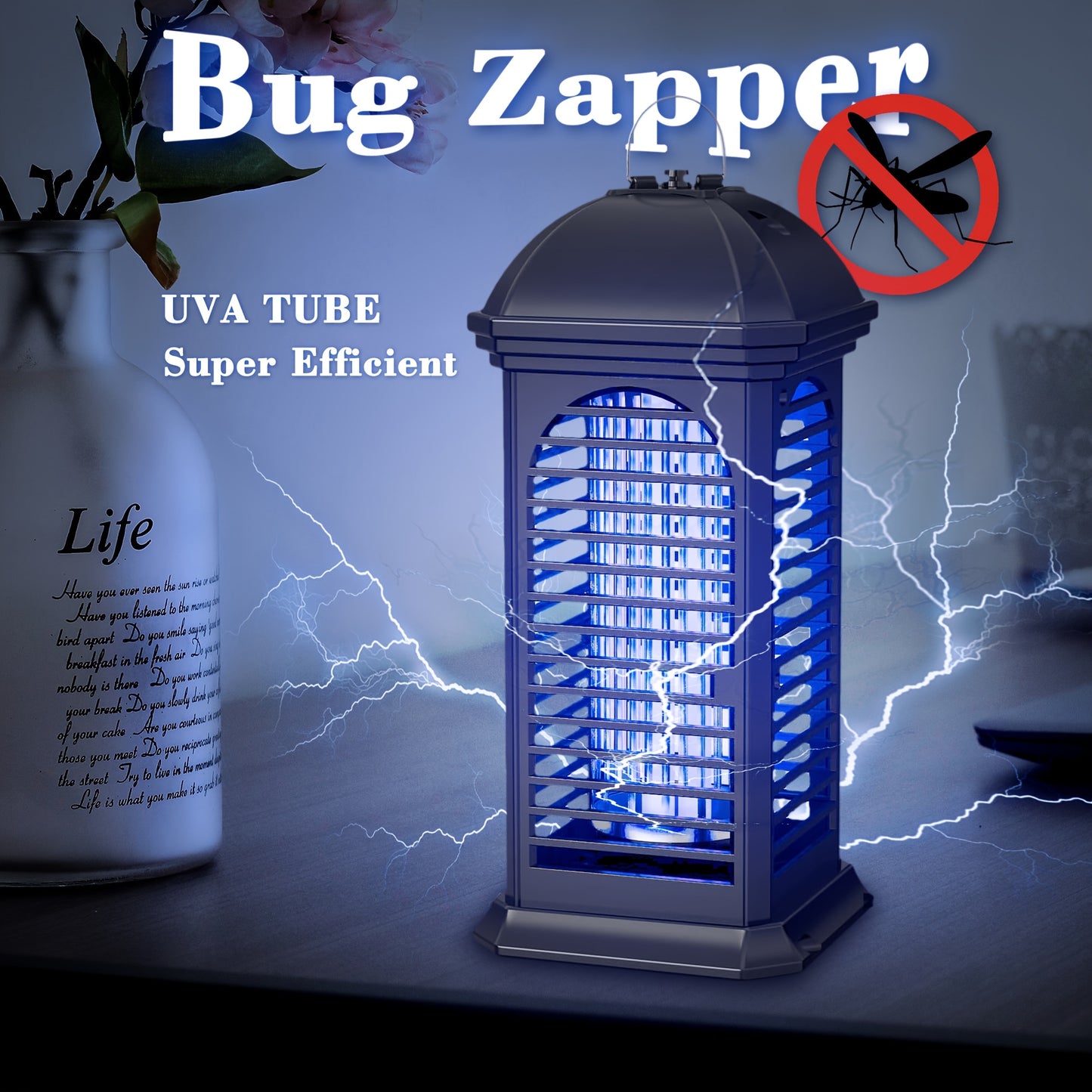 Bug Zapper Indoor Plug-In Electric Mosquito Killer with UV Light Trap & Dual Grid – Safe for Pets, No Chemicals, Home & Backyard Insect Catcher
