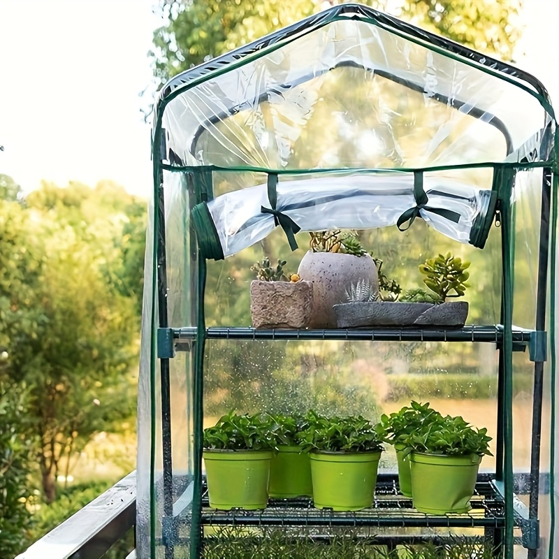 Plant Greenhouse Rack 5-Tier Portable Mini Greenhouse with Steel Frame, Roll-Up Zipper Door, Weatherproof PE Cover for Indoor Outdoor Seedling & Flower Growing