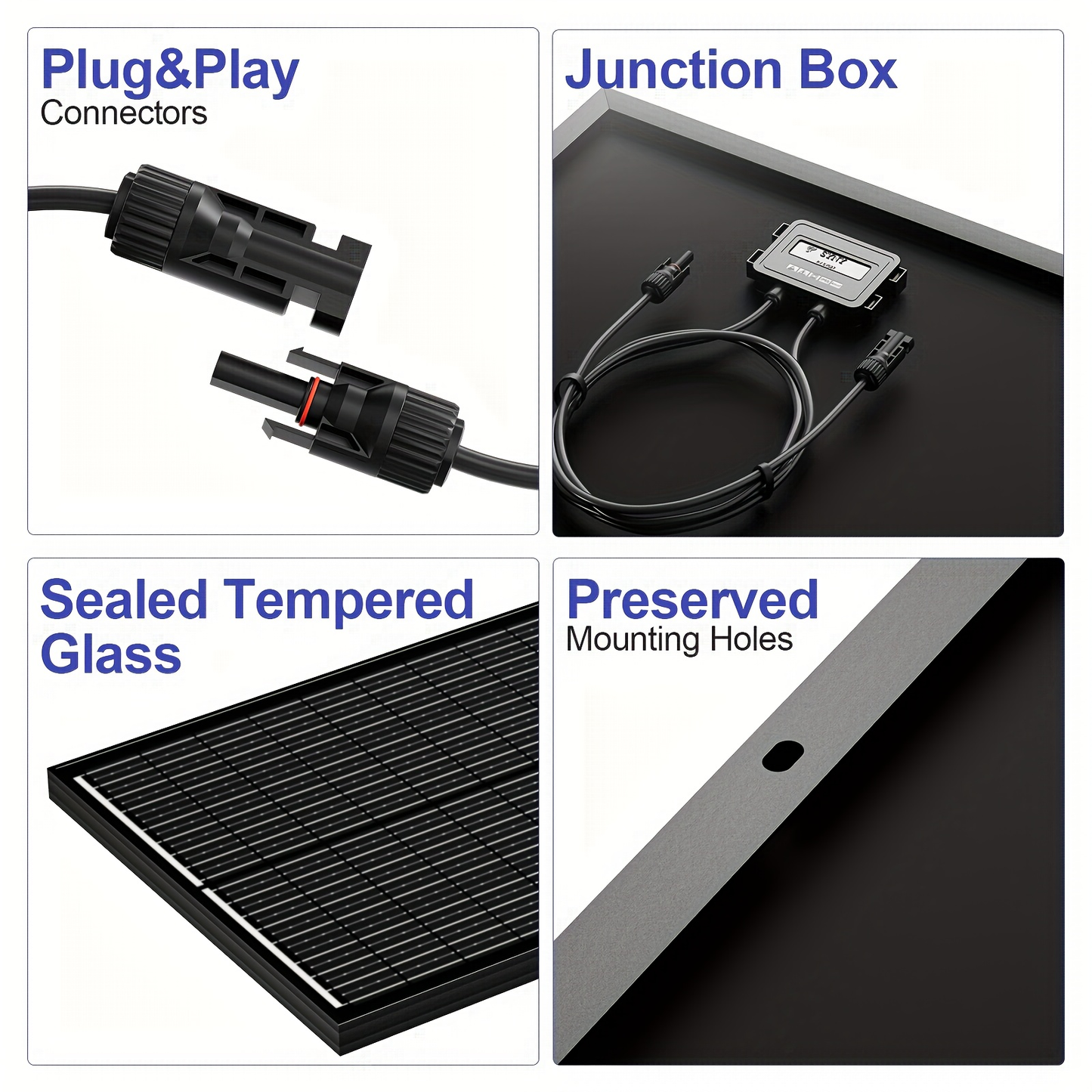High-Efficiency 100 Watt Solar Panel Featuring a Black Backsheet, 18 BB Monocrystalline Design, Suitable for 12V Applications. Ideal for Charging Power in Homes, Rvs, Marine Settings, Rooftops, Farms, Batteries, And Other Off-Grid Uses
