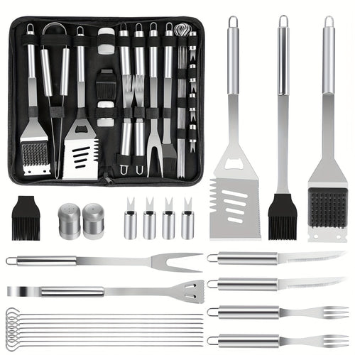 BBQ Grill Accessories Set 15/24PC – Stainless Steel Barbecue Tools Kit for Outdoor & Camping