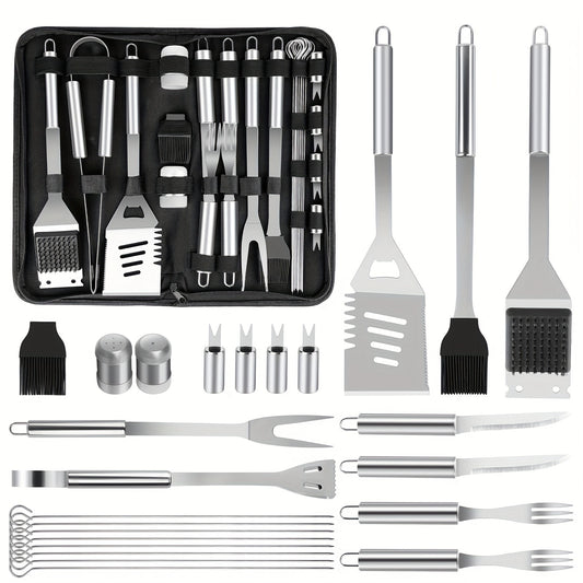BBQ Grill Accessories Set 15/24PC – Stainless Steel Barbecue Tools Kit for Outdoor & Camping