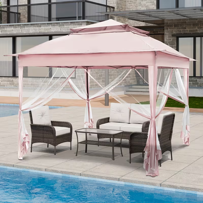 Instant Gazebo Tent 11x11 FT Mosquito Netting No Assembly Required