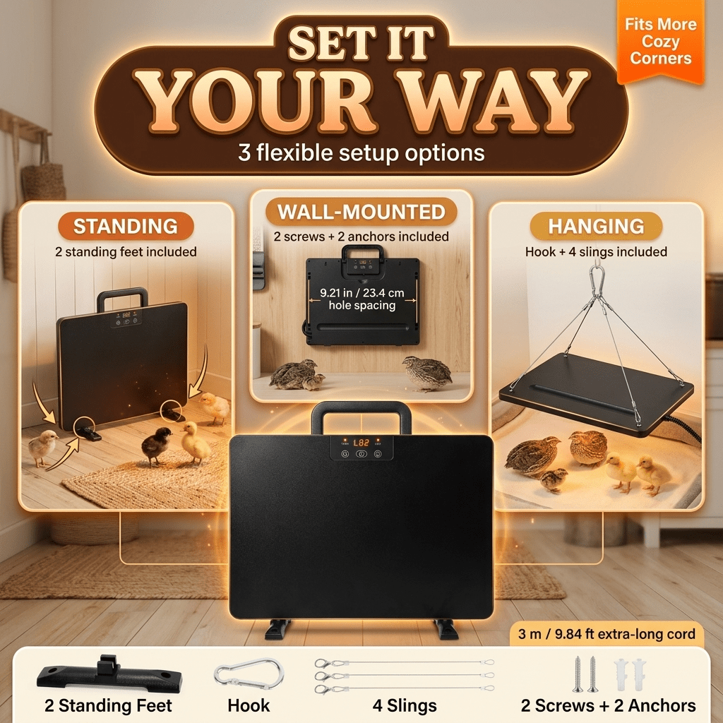 Brooder Heater | Chick Duck Quail 3 Heat Levels Timer Digital Display