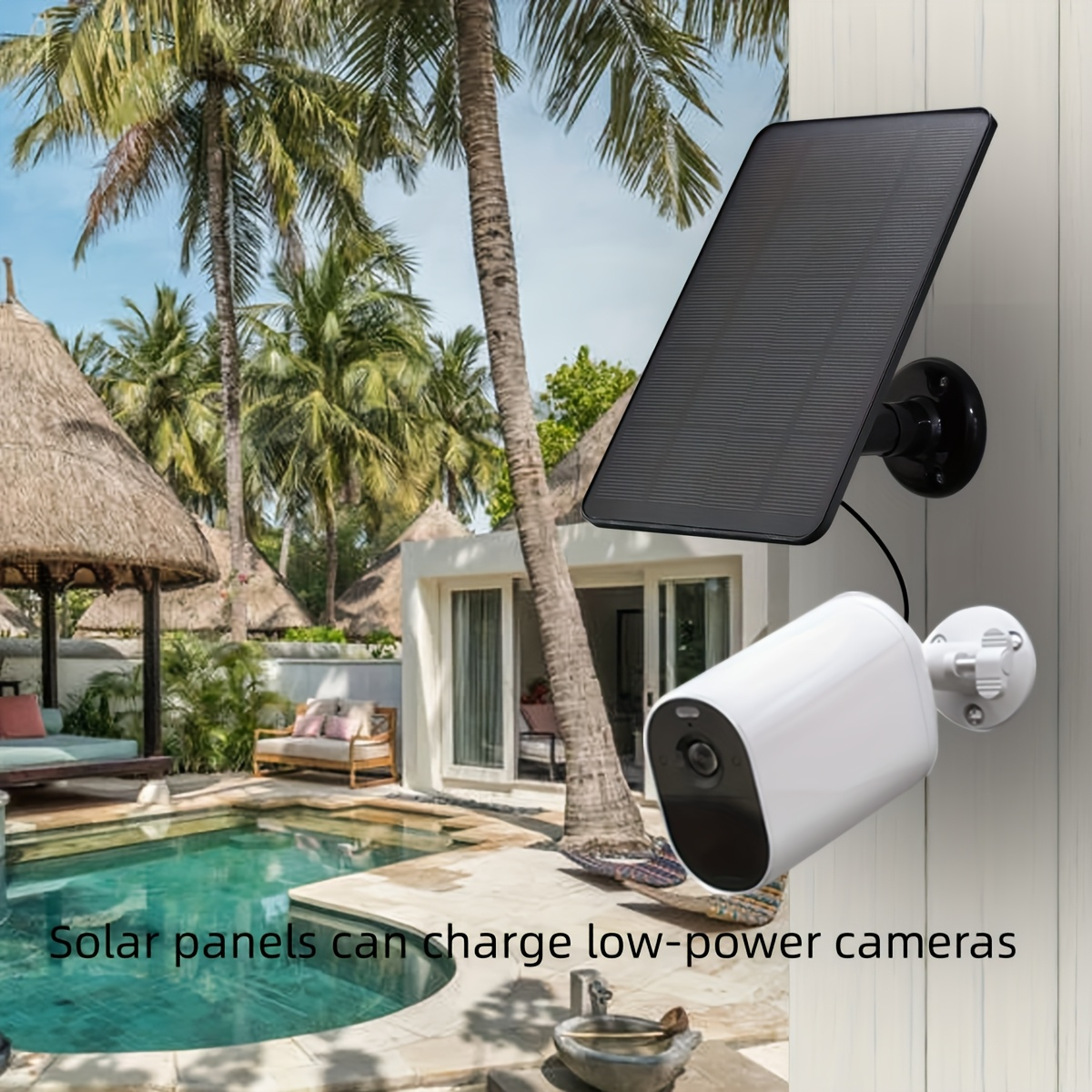 Solar Panel Charger for Security Camera 7W 360° Adjustable USB-C Micro USB Outdoor Weatherproof Continuous Charging for Doorbell Surveillance Camera Smart Light Fan 2 Pack 3 Pack