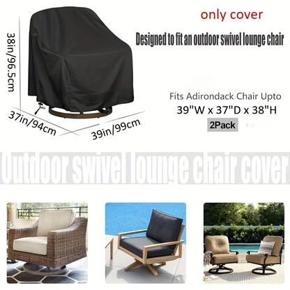 Swivel Patio Chair Covers Waterproof 2 Pack, Heavy Duty Outdoor Furniture Covers 27.5"W x 32.5"D x 43"H, All-Weather UV & Wind Resistant Protection for Terrace Balcony Garden Chairs, Black