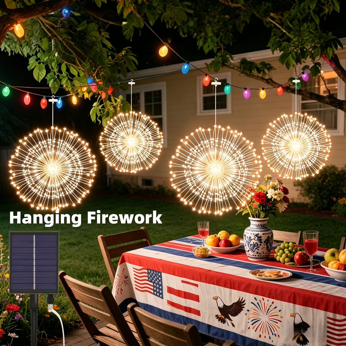 Solar Firework Garden Lights 4-Pack, 8 Modes Waterproof