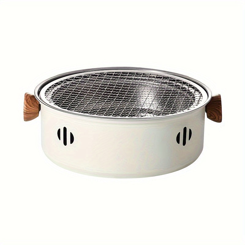 Charcoal BBQ Grill Portable Tabletop Stainless Steel Outdoor Camping Barbecue Grill Set with Cooking Grate – Compact Foldable Picnic Backyard Patio Cookout Small Smoker Grill for Travel Tailgating
