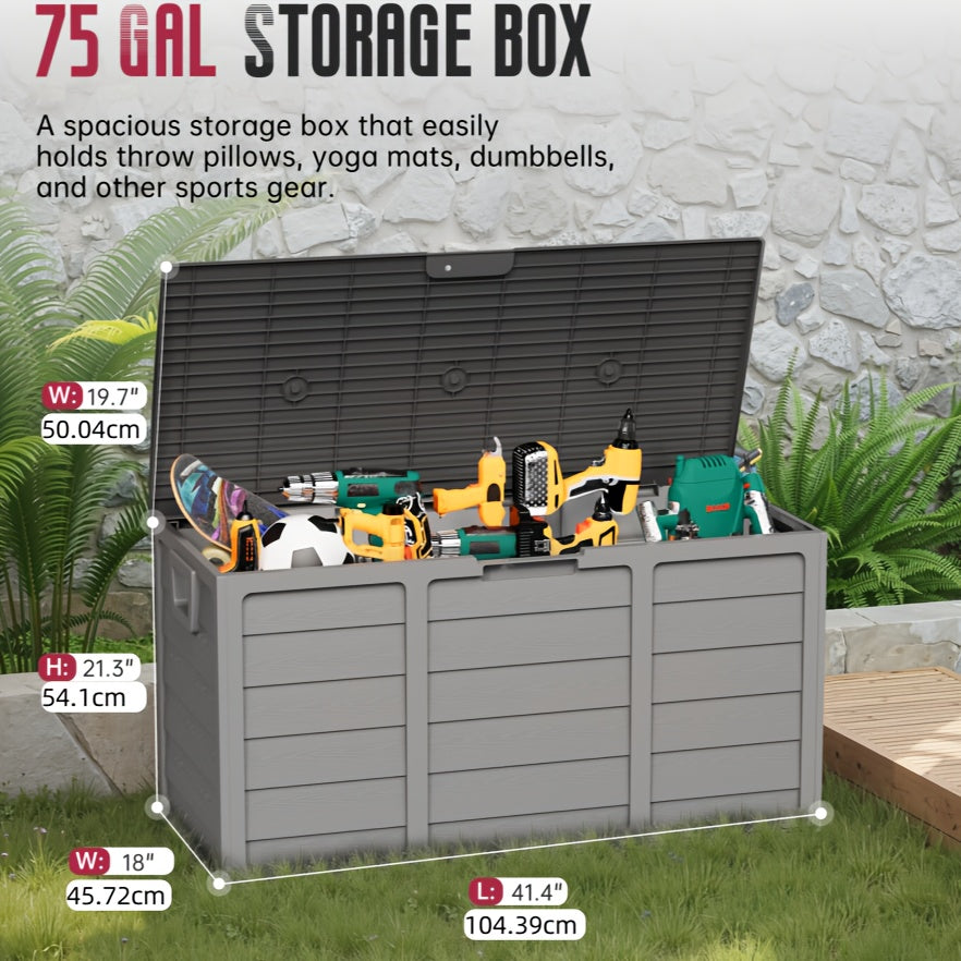 Outdoor Storage Box Resin with Handles | Deck Patio Pool Garden Home