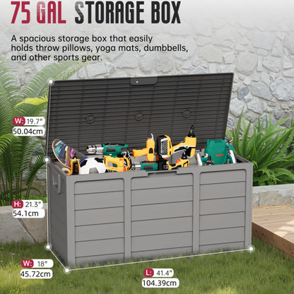 Outdoor Storage Box Resin with Handles | Deck Patio Pool Garden Home