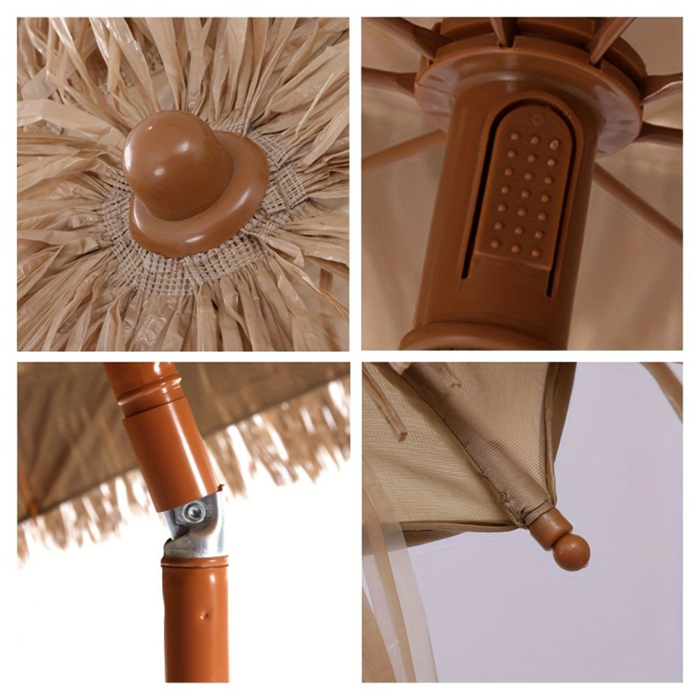Thatch Tiki Umbrella 7.5 Ft Outdoor Patio Umbrella UV Protection Steel Pole Push Button Tilt Reclining Canopy for Patio Pool Garden Beach Backyard