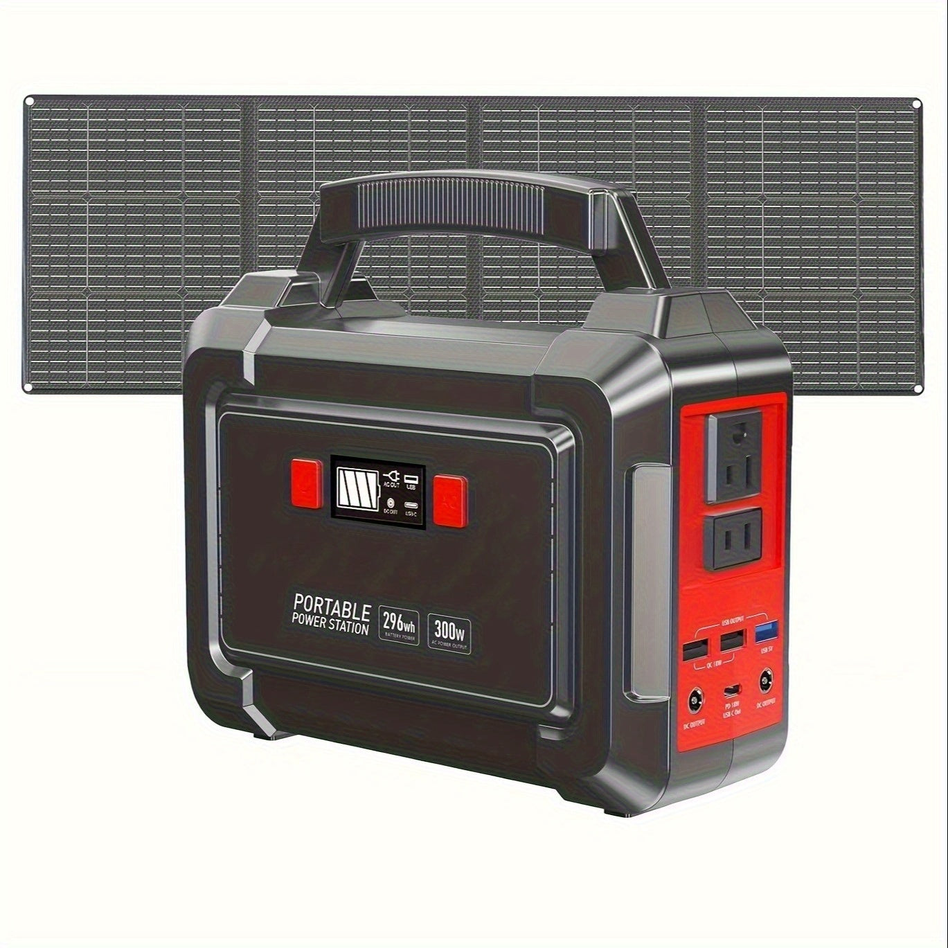 Portable Power Station 300W 296Wh Solar Generator LiFePO4 Battery Backup with AC Outlet USB QC3.0 for Camping RV Travel Home Emergency Outdoor