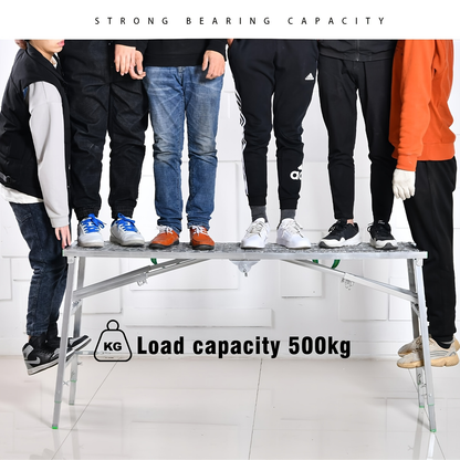 Scaffolding Work Platform Folding Steel Step Ladder 1000 LBS Heavy Duty Adjustable Height Portable Drywall Bench for Painting Decorating Car Washing RV Cleaning