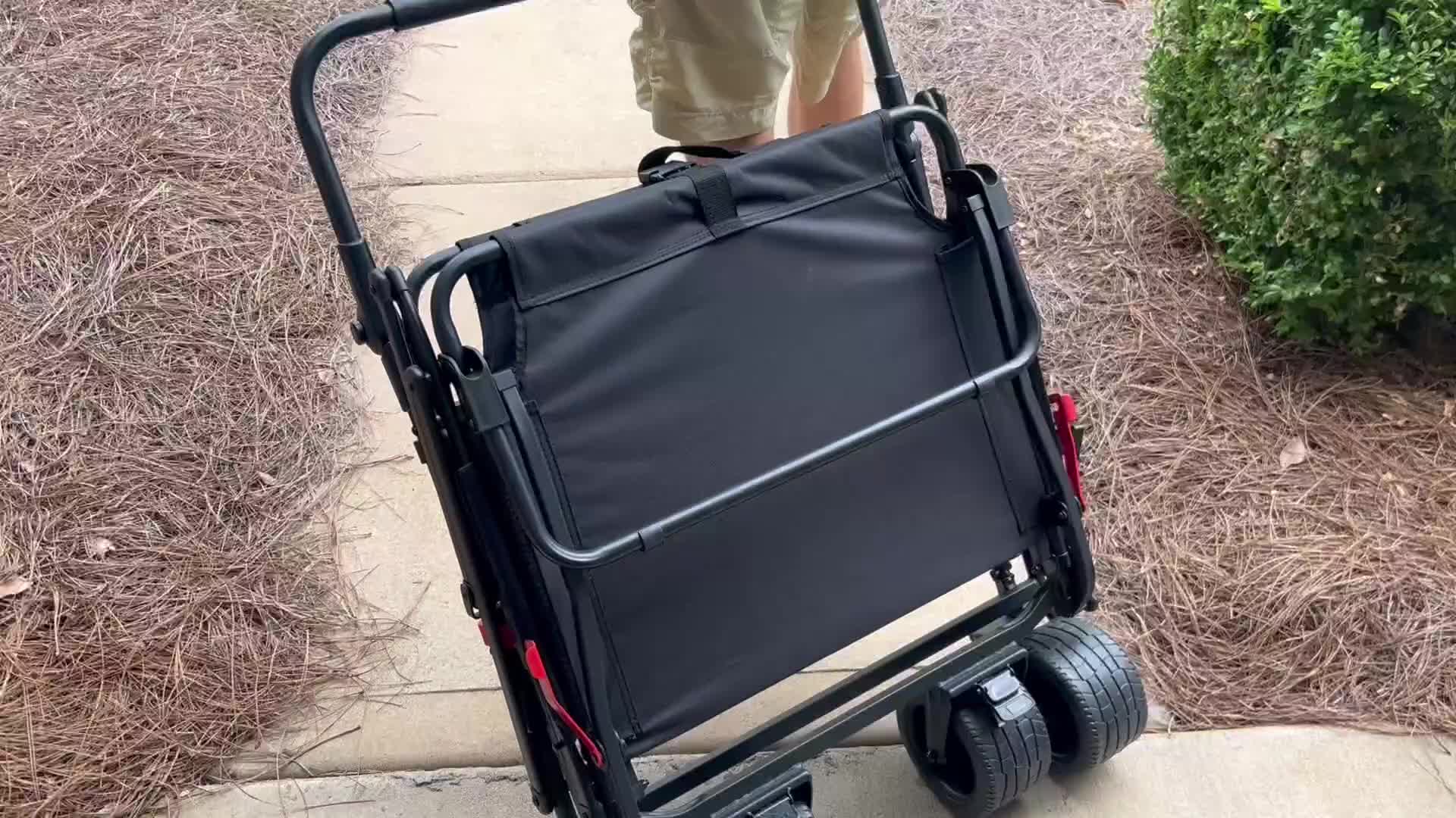 Folding Wagon 2-in-1 Convertible Beach Chair 650LBS | All-Terrain Utility Cart Camping Beach Garden Shopping